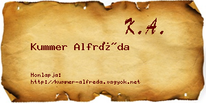 Kummer Alfréda névjegykártya
